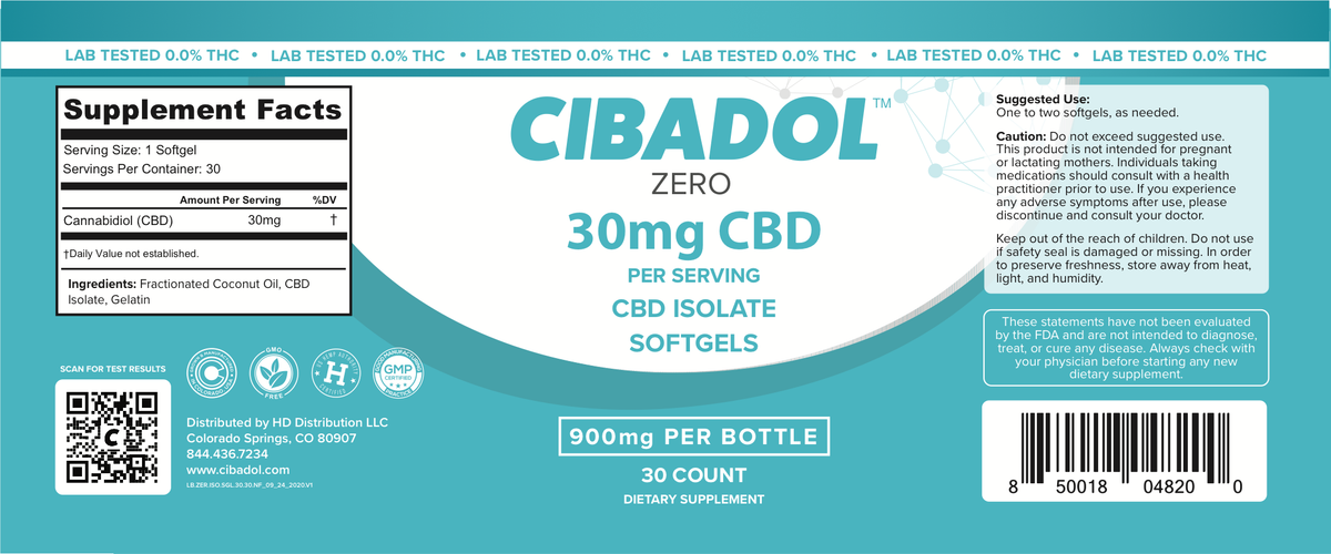 Cibadol ZERO Softgel CBD Pills - THC Free ISO | Canna World Market