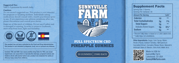 Sunnyville Farm FS Gummies - 25mg ea, 30ct